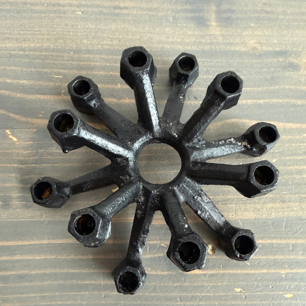 Vintage atomic metal spider taper candle holder